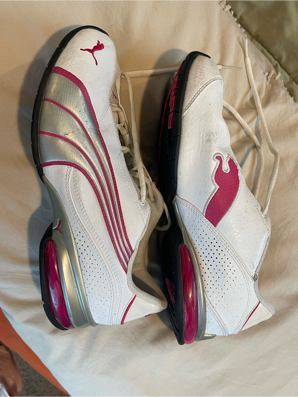 Puma Women’s White and Pink Athletic Sneakers